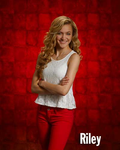 Studio One Senior Girl on Red tile background